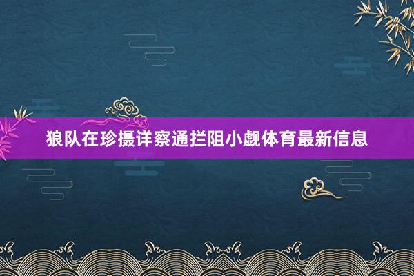 狼队在珍摄详察通拦阻小觑体育最新信息