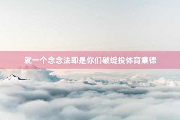 就一个念念法即是你们破绽投体育集锦