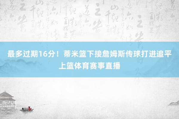 最多过期16分！蒂米篮下接詹姆斯传球打进追平上篮体育赛事直播