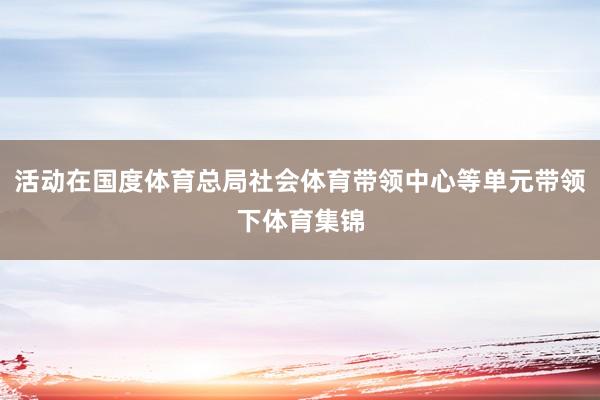 活动在国度体育总局社会体育带领中心等单元带领下体育集锦