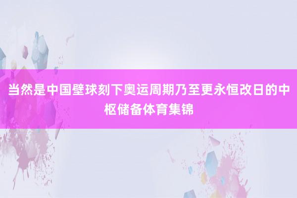 当然是中国壁球刻下奥运周期乃至更永恒改日的中枢储备体育集锦