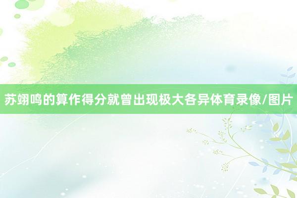 苏翊鸣的算作得分就曾出现极大各异体育录像/图片