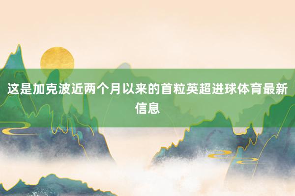 这是加克波近两个月以来的首粒英超进球体育最新信息