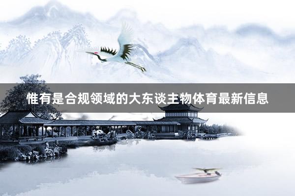 惟有是合规领域的大东谈主物体育最新信息